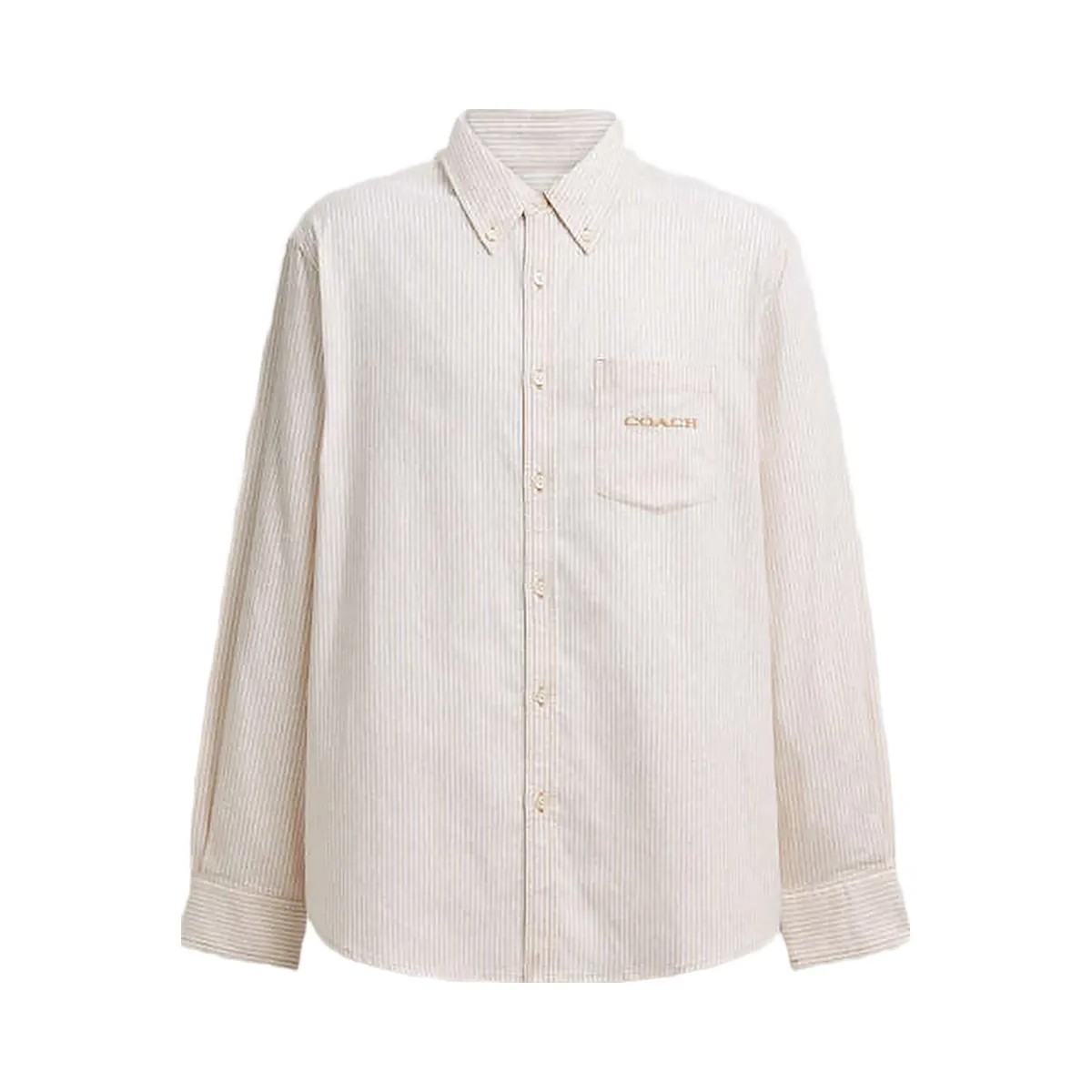Coach Long Sleeve Button Down Shirt Neutral Stripe - HypeFly India View 1