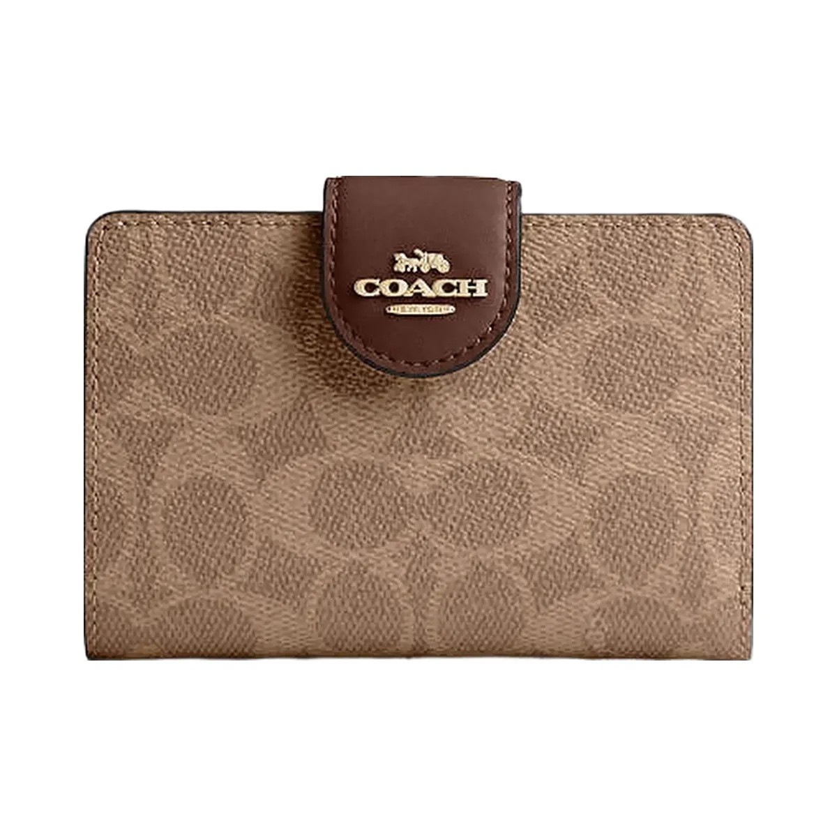 Coach Medium Corner Zip Wallet In Signature Canvas Signature Canvas-Gold-Tan-Brown - HypeFly India View 1