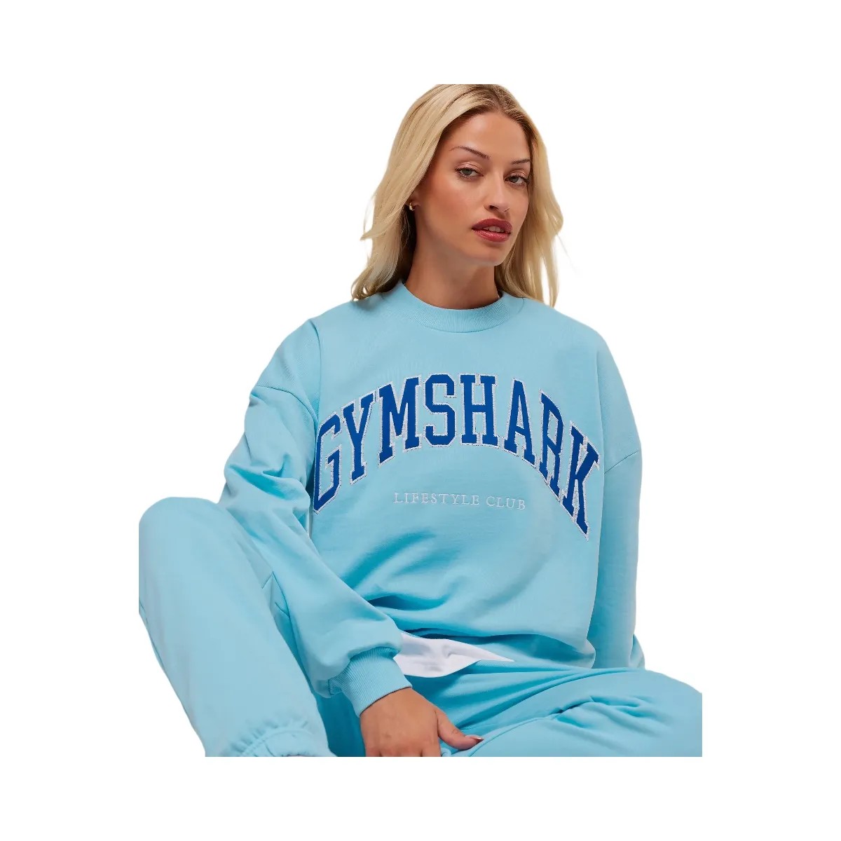 Gymshark Collegiate Graphic Crew Neck Pullover - Athletic Light Blue - HypeFly India View 6