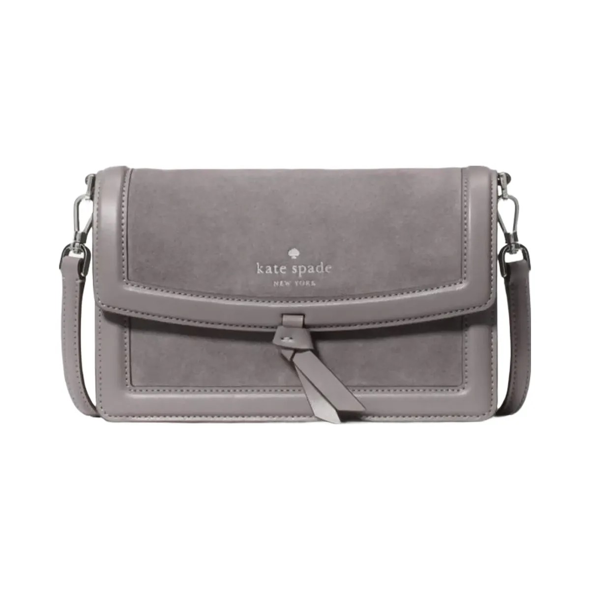 Kate Spade Knott Suede Mini Flap Crossbody Hare Grey - HypeFly India View 1
