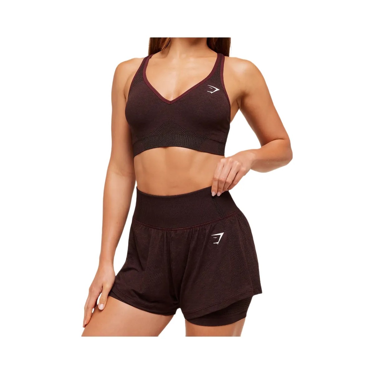 Gymshark Vital 2-in-1 Shorts - Rich Maroon/Marl - HypeFly India View 4