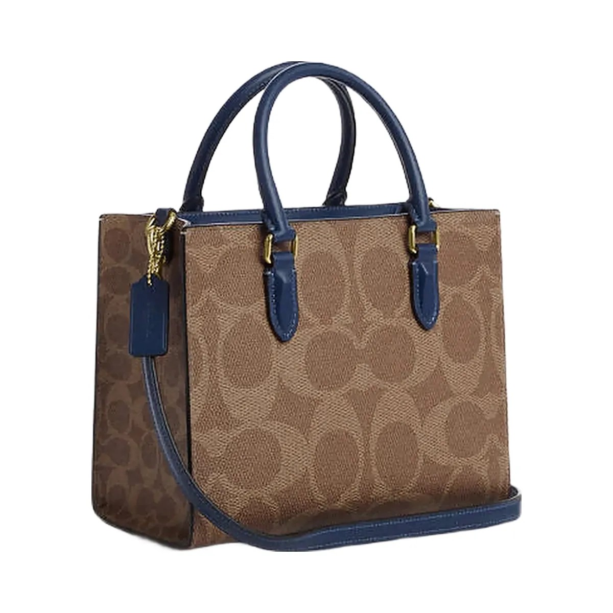 Coach Maggie Small Tote Bag In Signature Canvas Im-Tan-Deep Blue - HypeFly India View 2