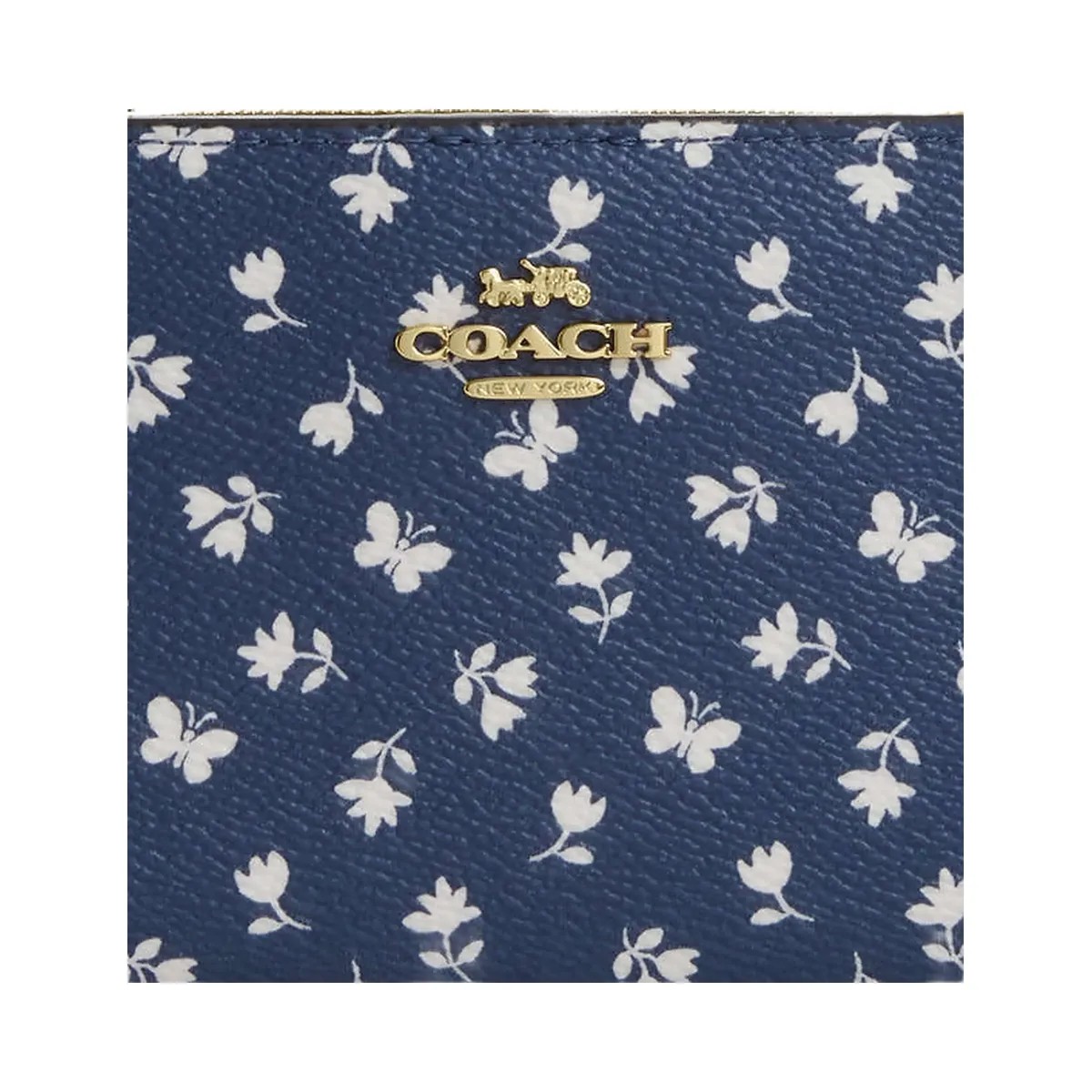 Coach Slim Zip Wallet With Floral Print Gold-Deep Blue Multi - HypeFly India View 3