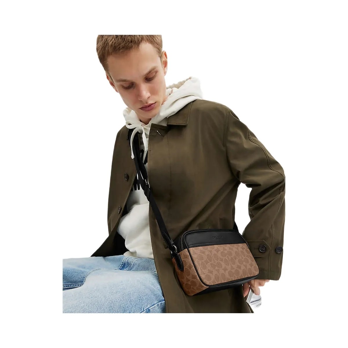 Coach Graham Crossbody Bag In Signature Canvas Signature Canvas-Qb-Tan-Black - HypeFly India View 2