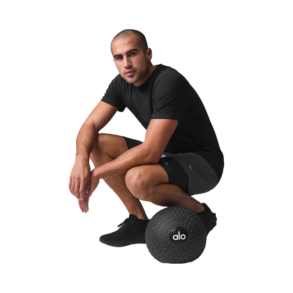 Alo Men's Conquer Reform Crewneck Short Sleeve - Black - HypeFly India View 4