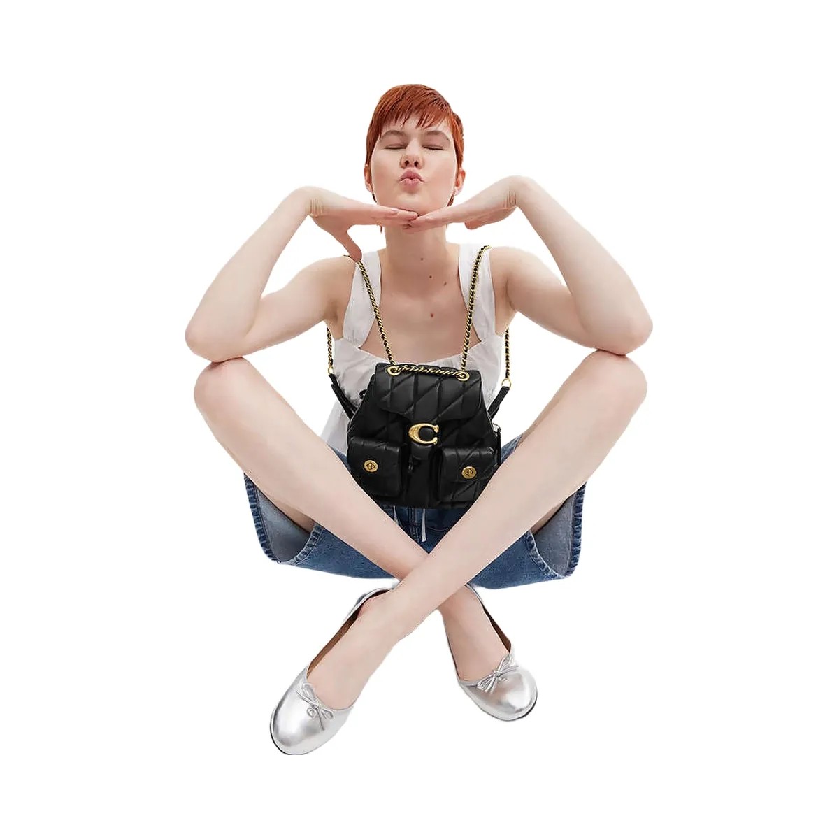 Coach Tabby Backpack With Pillow Quilting Nappa Leather-Brass-Black - HypeFly India View 4