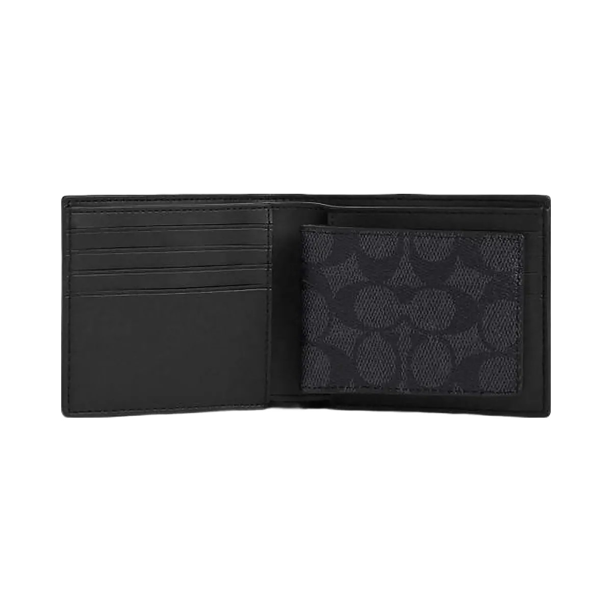 Coach 3 In 1 Wallet In Signature Canvas Signature Canvas-Charcoal-Black - HypeFly India View 2