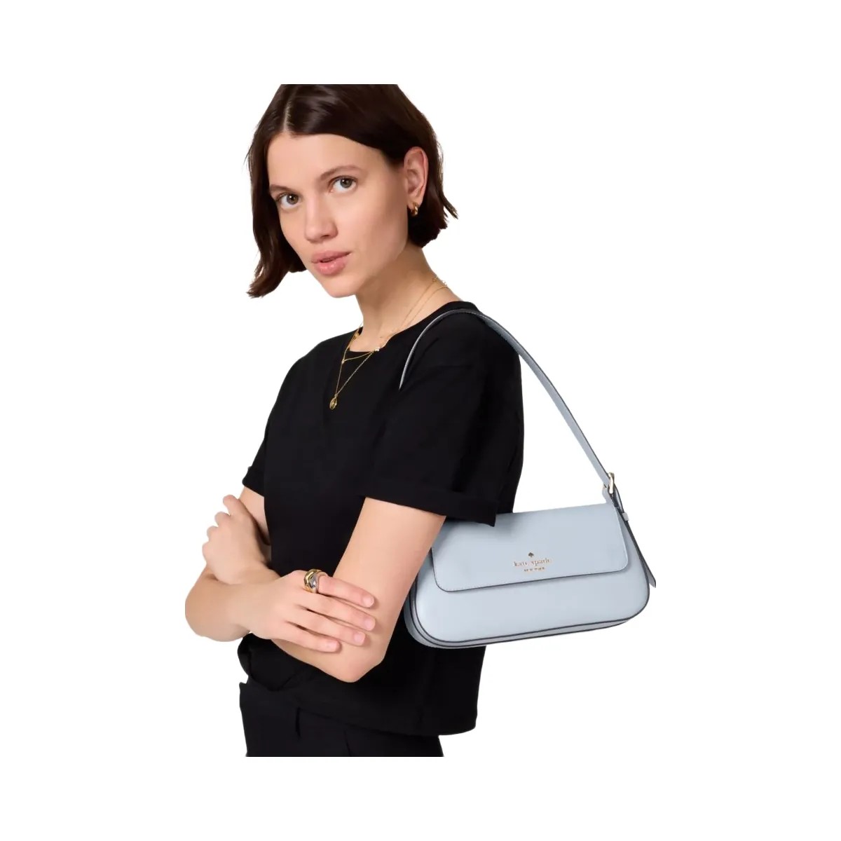 Kate Spade Madison Saffiano Leather Small Flap Shoulder Bag Watercolor Blue - HypeFly India View 2