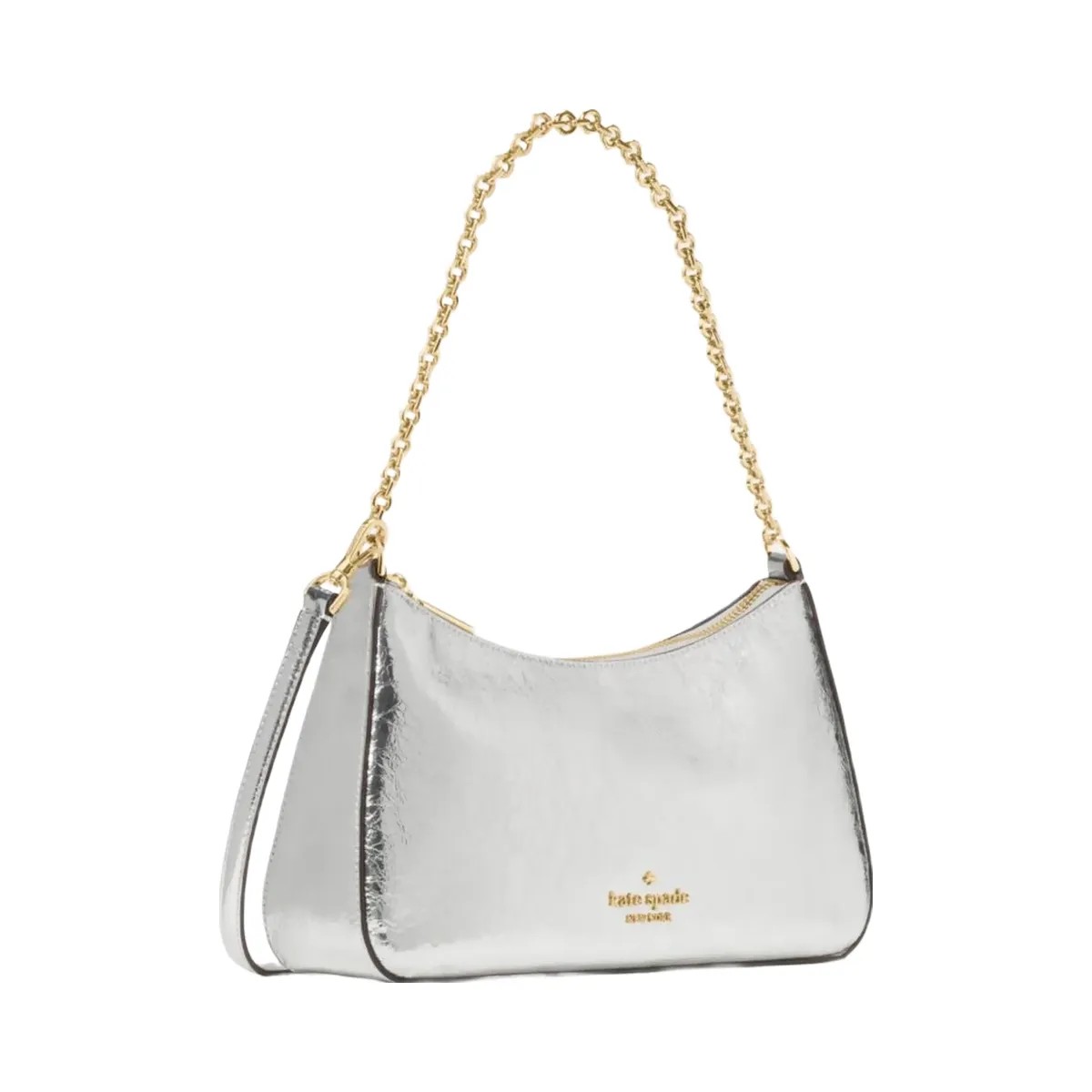 Kate Spade Margot Crinkle Metallic Convertible Crossbody Silver - HypeFly India View 4