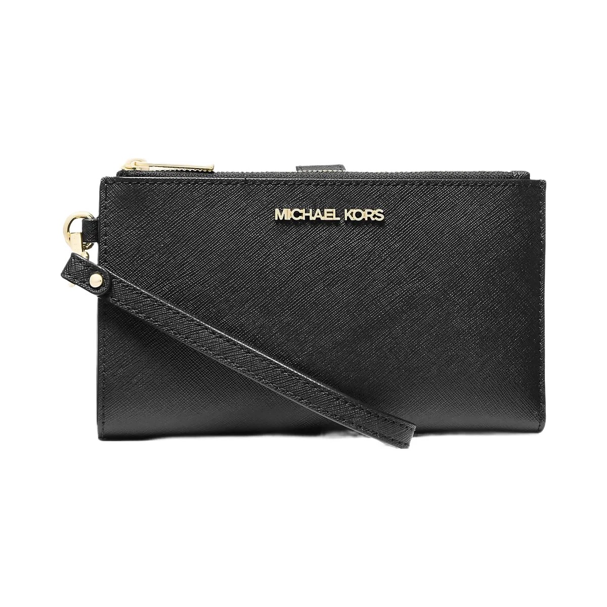 Michael Kors Jet Set Large Leather Smartphone Wristlet Wallet Black - HypeFly India View 1