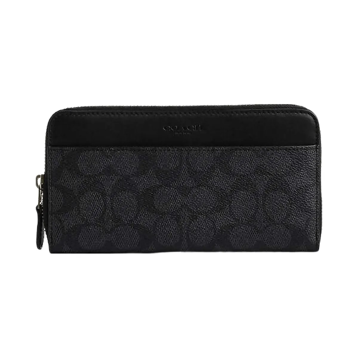 Coach Accordion Wallet In Signature Canvas Signature Canvas-Gunmetal-Charcoal-Black - HypeFly India View 1