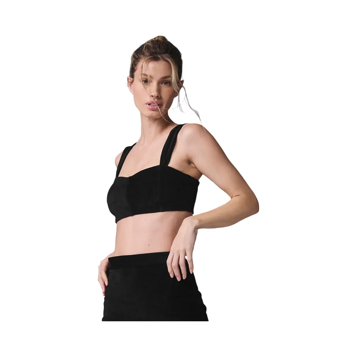 Alo Women's Micro Corduroy Winter Break Bra - Black - HypeFly India View 3