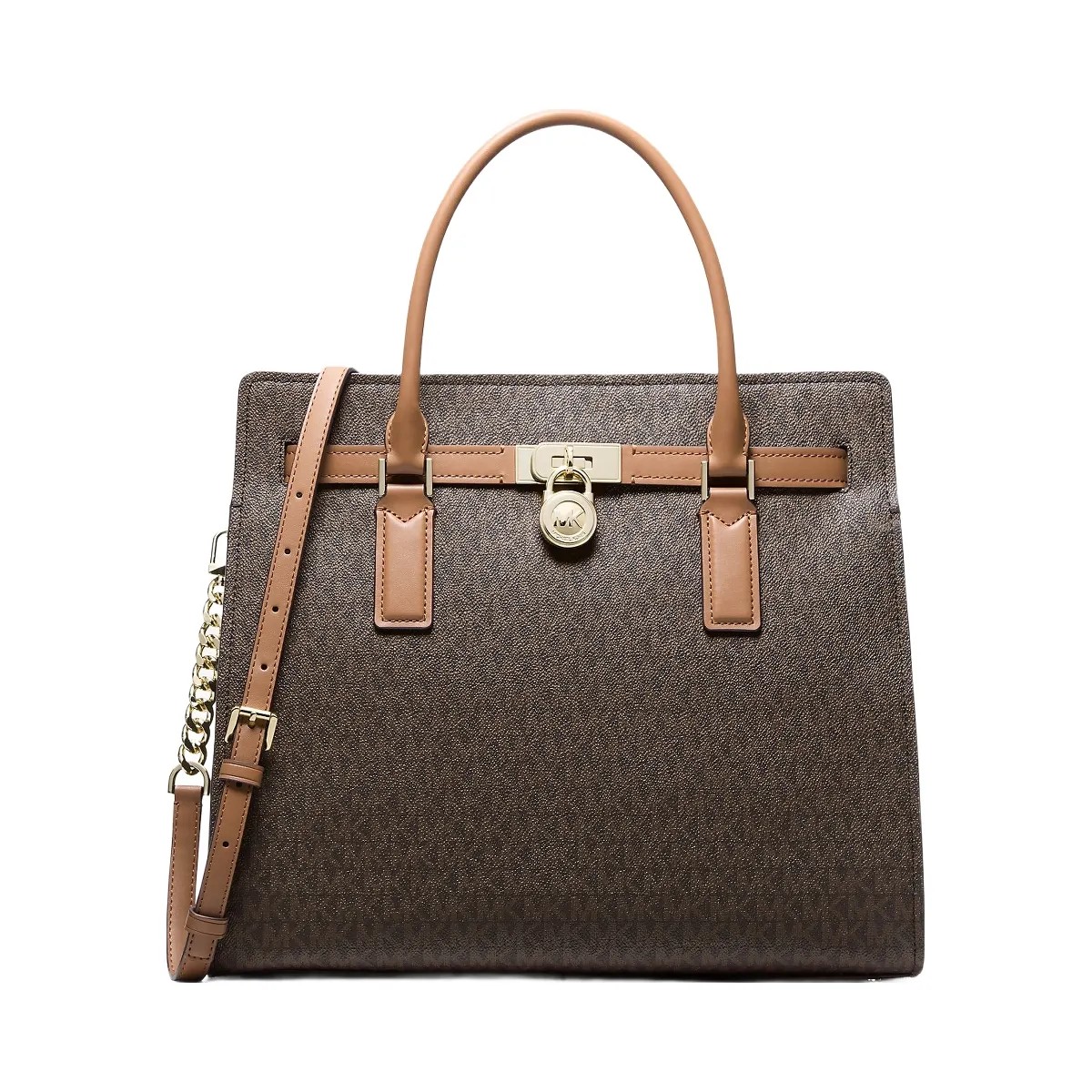 Michael Kors Hamilton Moderne Large Signature Logo Satchel Brn-Acorn - HypeFly India View 1