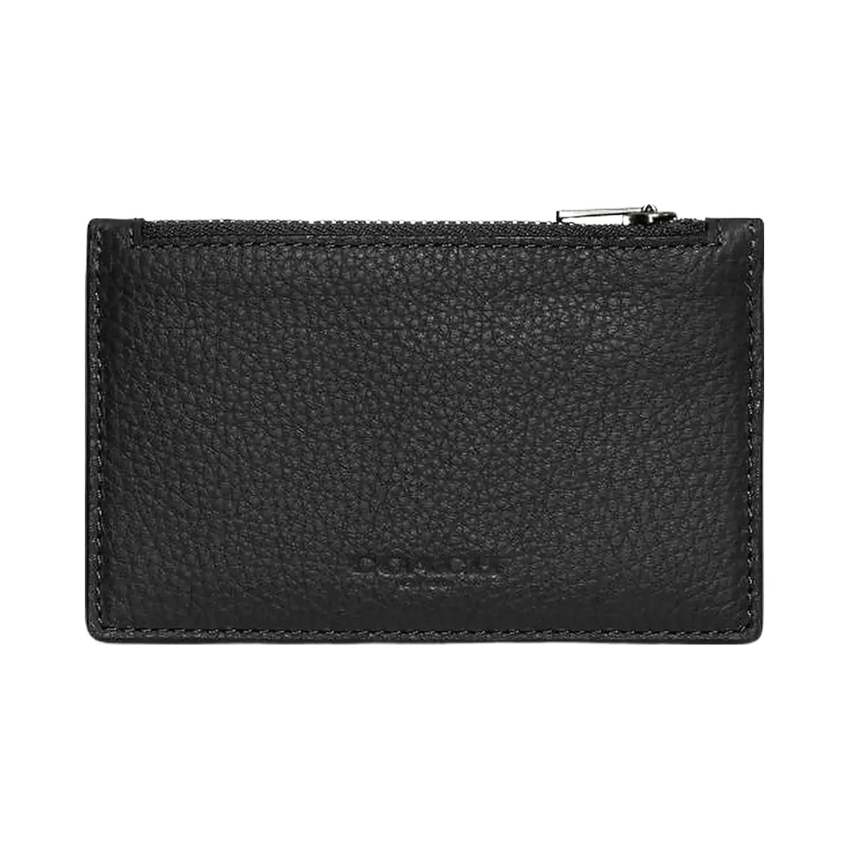 Coach Zip Card Case Pebbled Leather-Gunmetal-Black - HypeFly India View 1