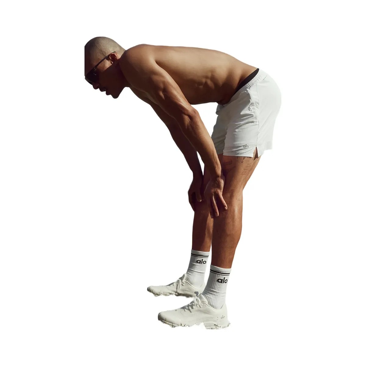 Alo Men's 5" Traction Running Short - White - HypeFly India View 6