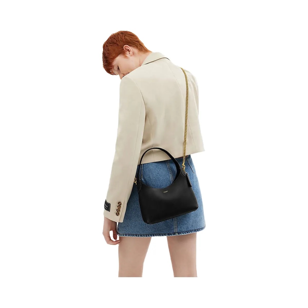 Coach Brooklyn Shoulder Bag 23 Natural Grain Leather-Brass-Black - HypeFly India View 4