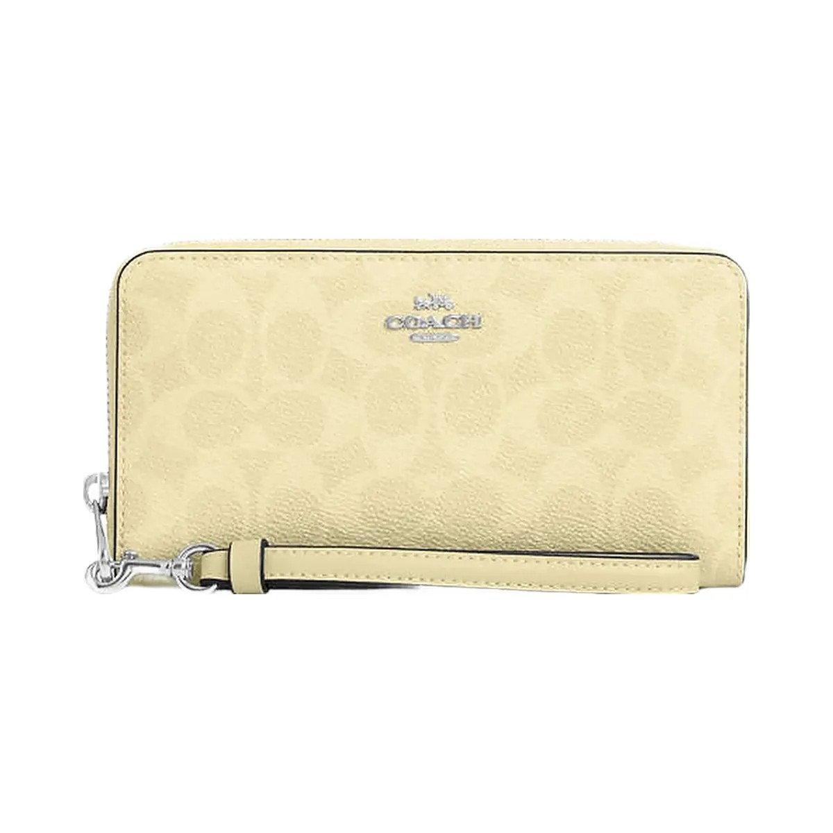 Coach Long Zip Around Wallet In Signature Canvas Signature Canvas-Silver-Hay - HypeFly India View 3
