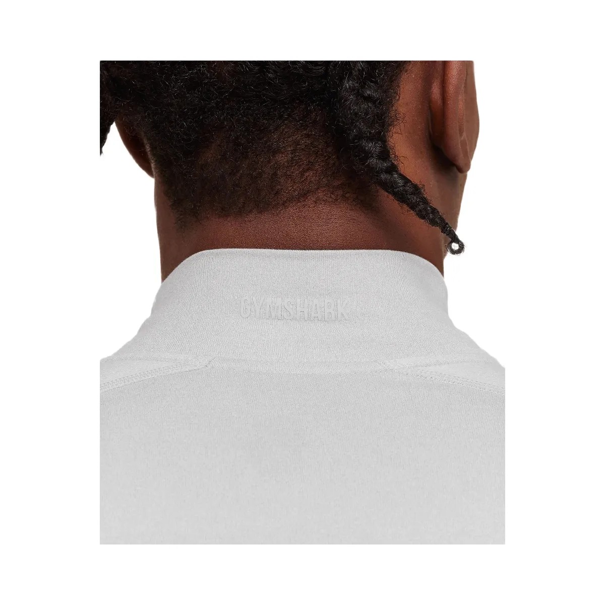 Gymshark Element Baselayer Mock Neck Long Sleeve T-Shirt - GS White/GS Metal Grey Marl - HypeFly India View 5