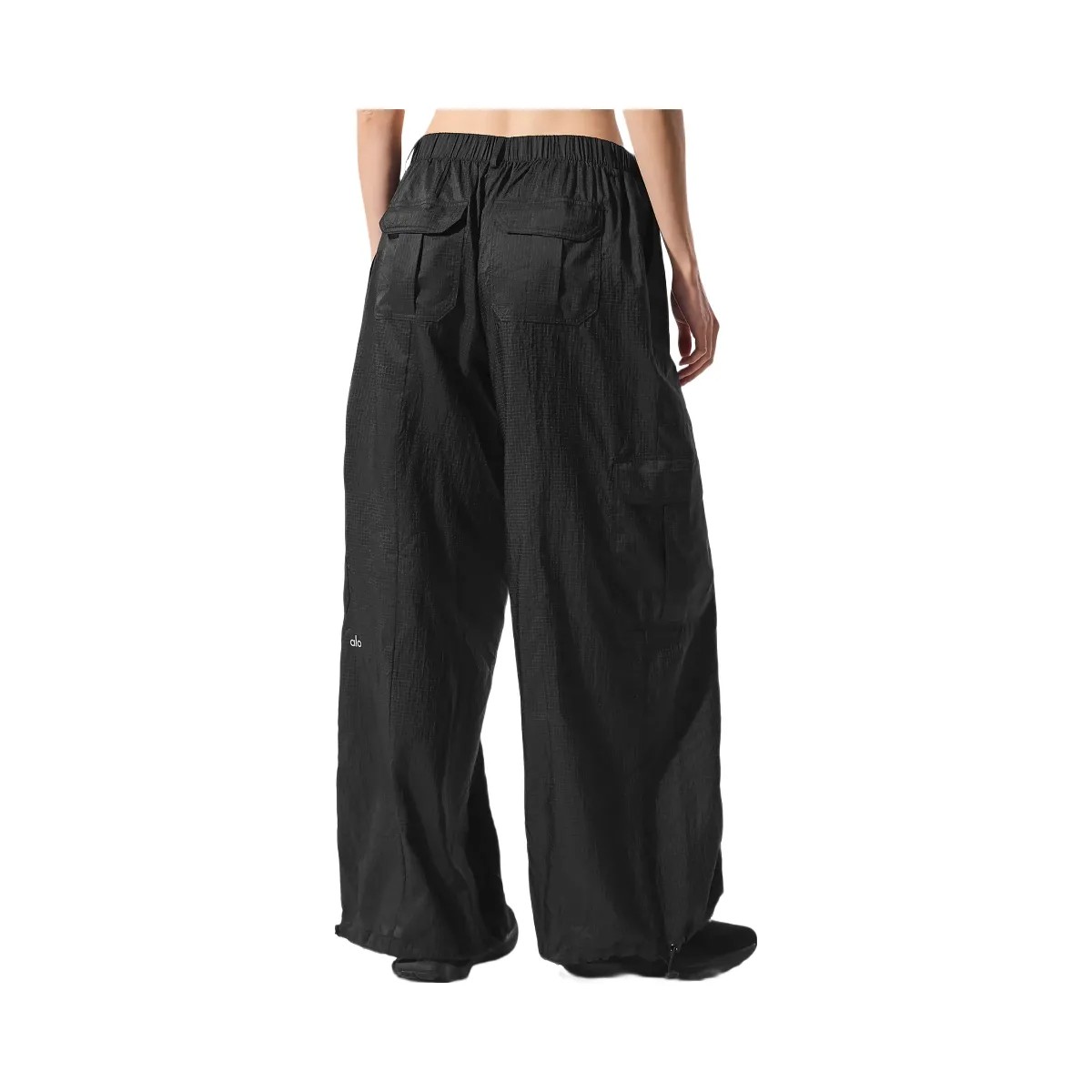 Alo Women's Sheer Game Time Wide Leg Jogger - Black - HypeFly India View 5