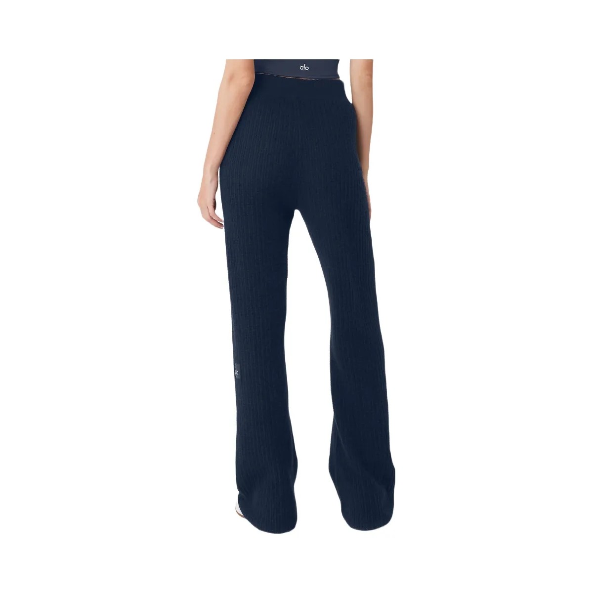Alo Women's Cashmere High-Waist Plush Waffle Pant - Navy - HypeFly India View 3