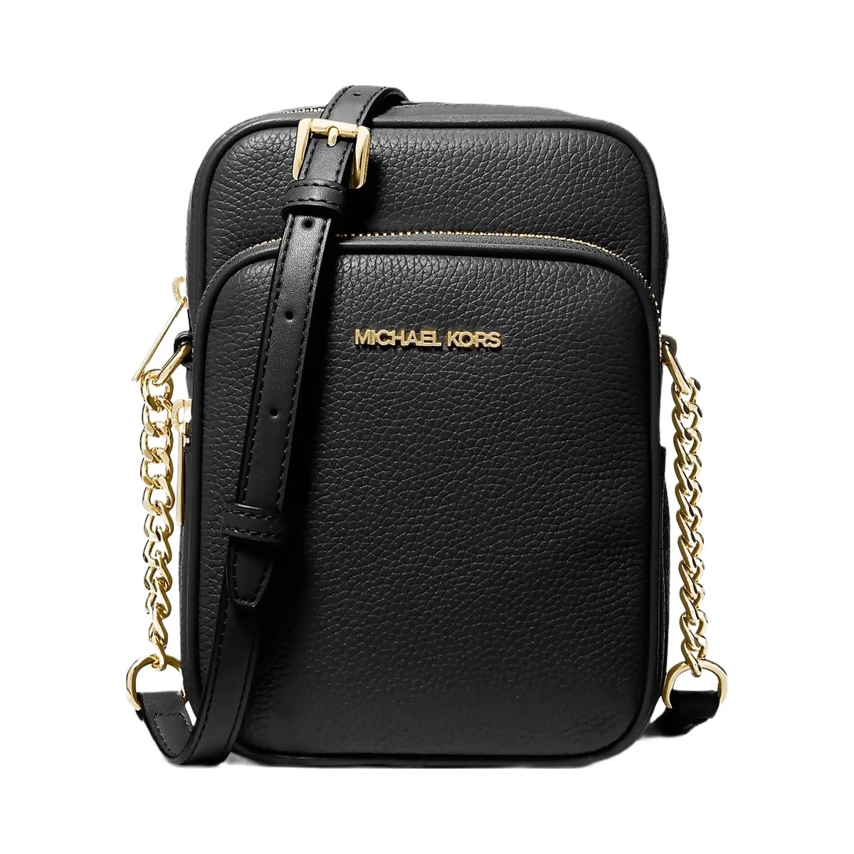 Michael Kors Jet Set Travel Medium Pebbled Leather Crossbody Bag Black - HypeFly India View 1