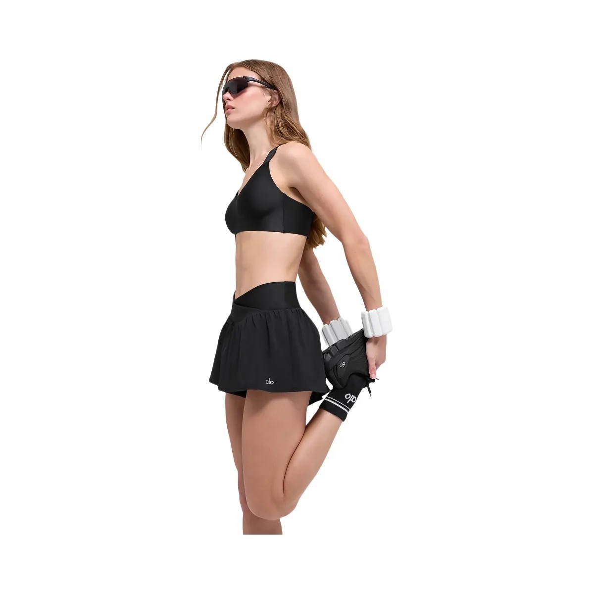 Alo Women's V-Cute Running Short - Black - HypeFly India View 4