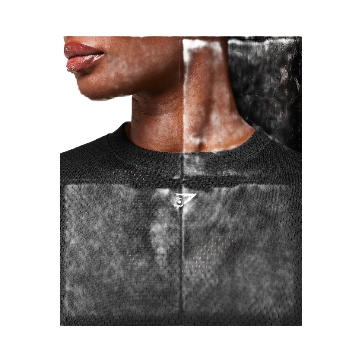 Gymshark Lifting Mesh Oversized Tee - Black - HypeFly India View 4