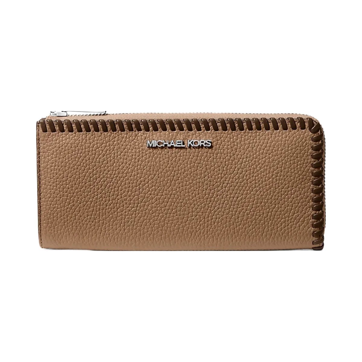 Michael Kors Jet Set Large Pebbled Leather Quarter-Zip Wallet Driftwood Multi - HypeFly India View 1