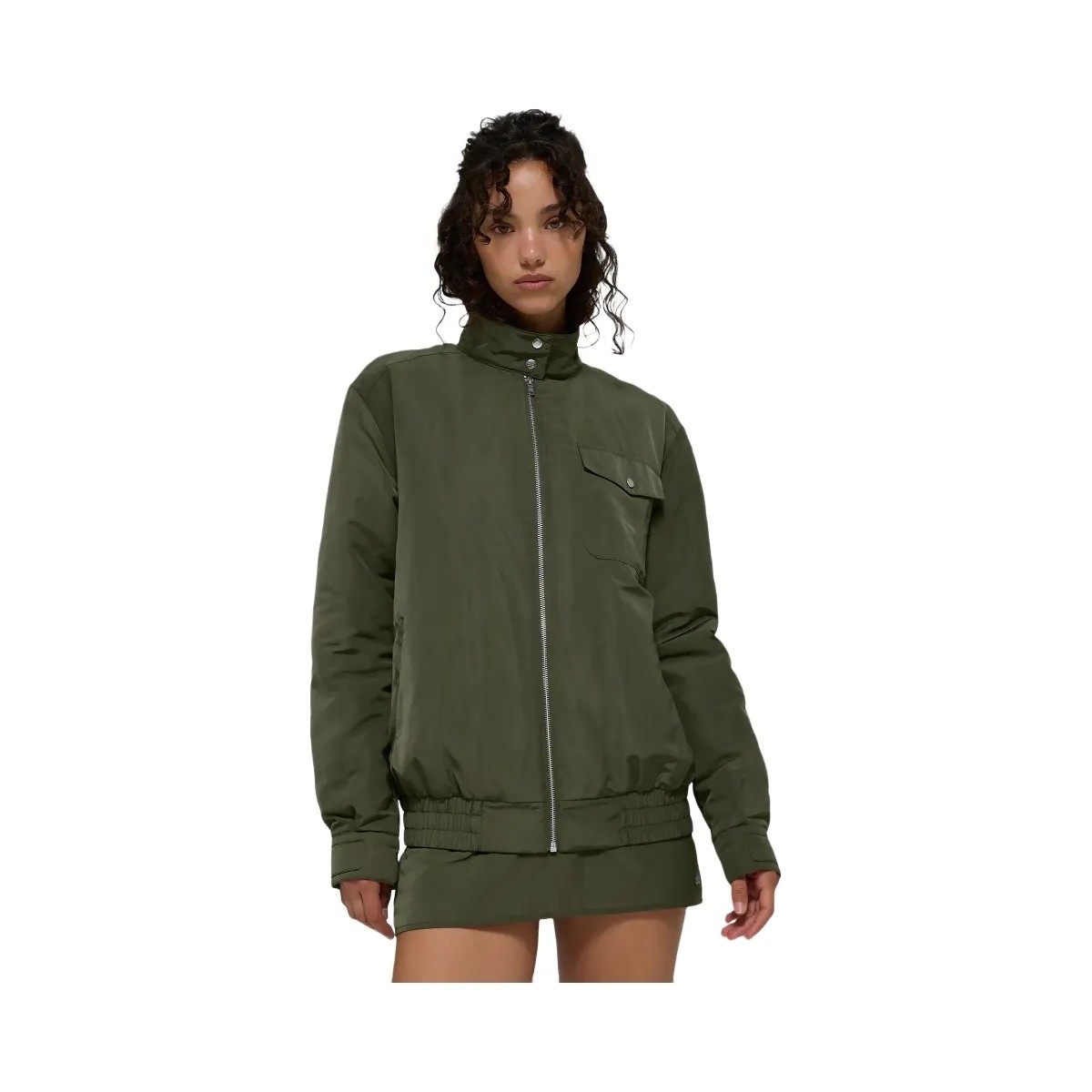 Alo Women's Work It Bomber - Green Olive - HypeFly India View 2