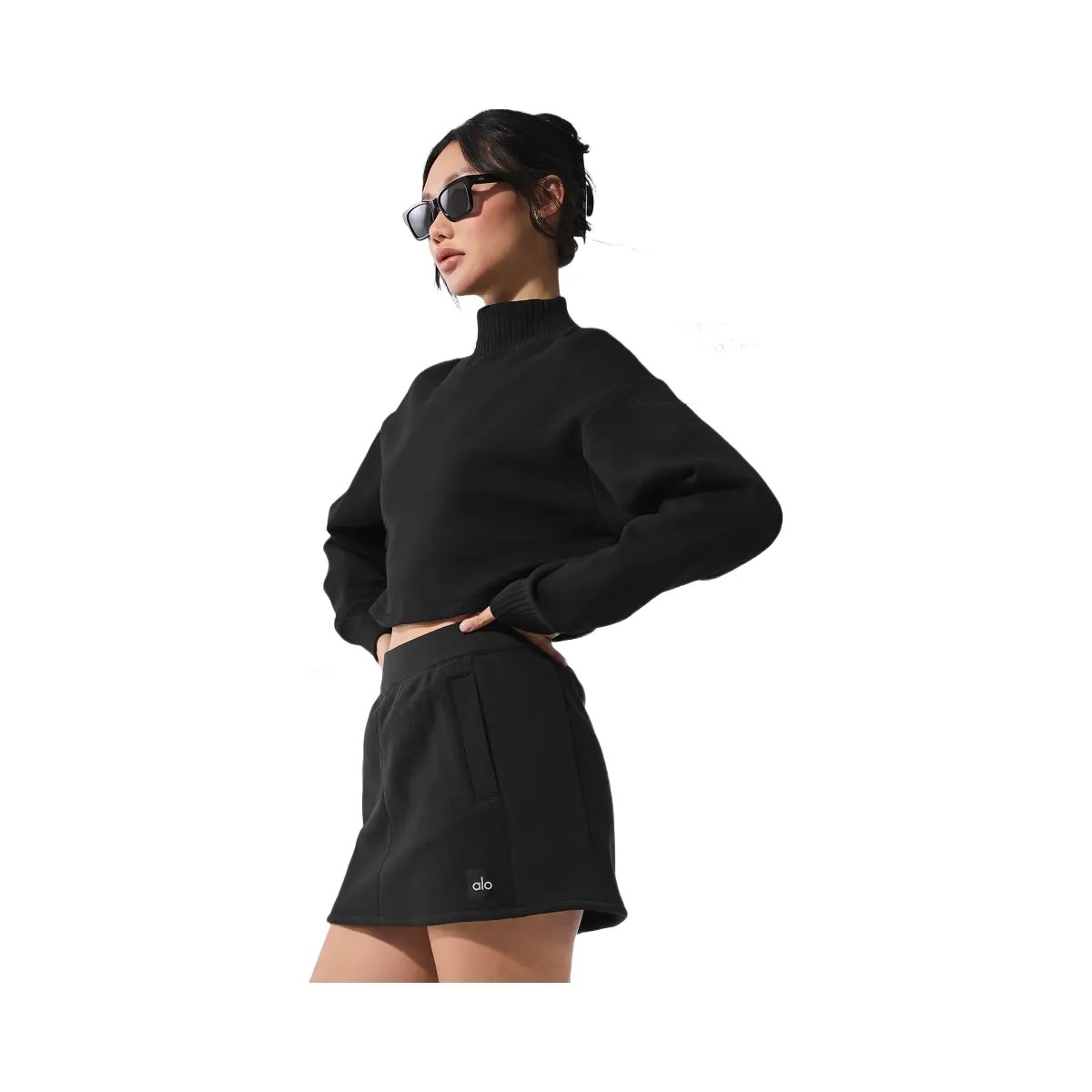 Alo Women's Cropped Serenity Coverup - Black - HypeFly India View 2