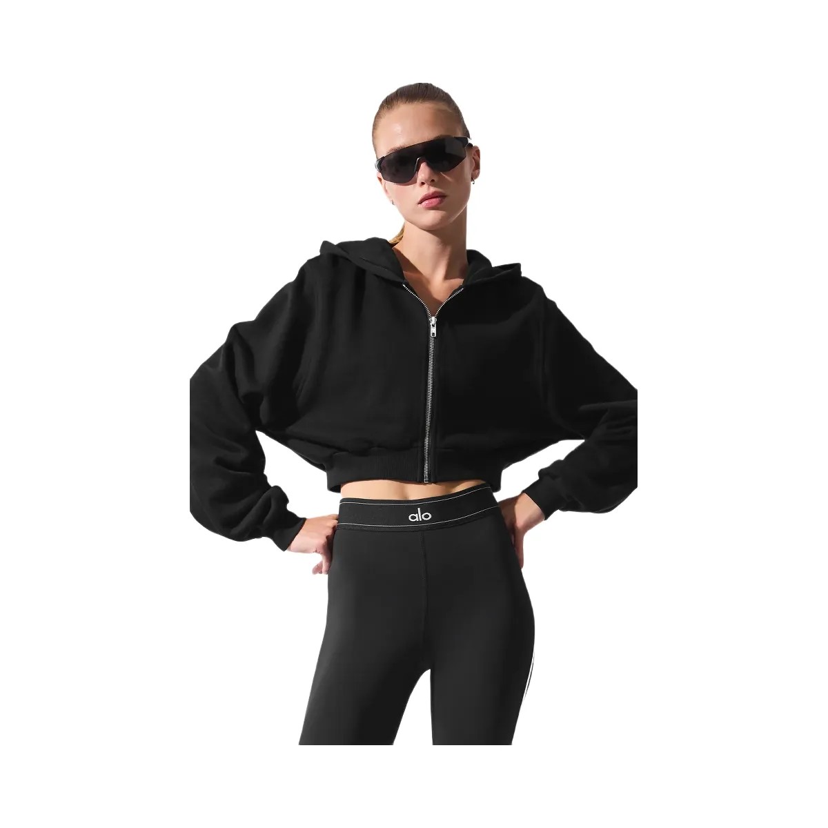 Alo Women's Sweet Escape Zip Up Hoodie - Black - HypeFly India View 1