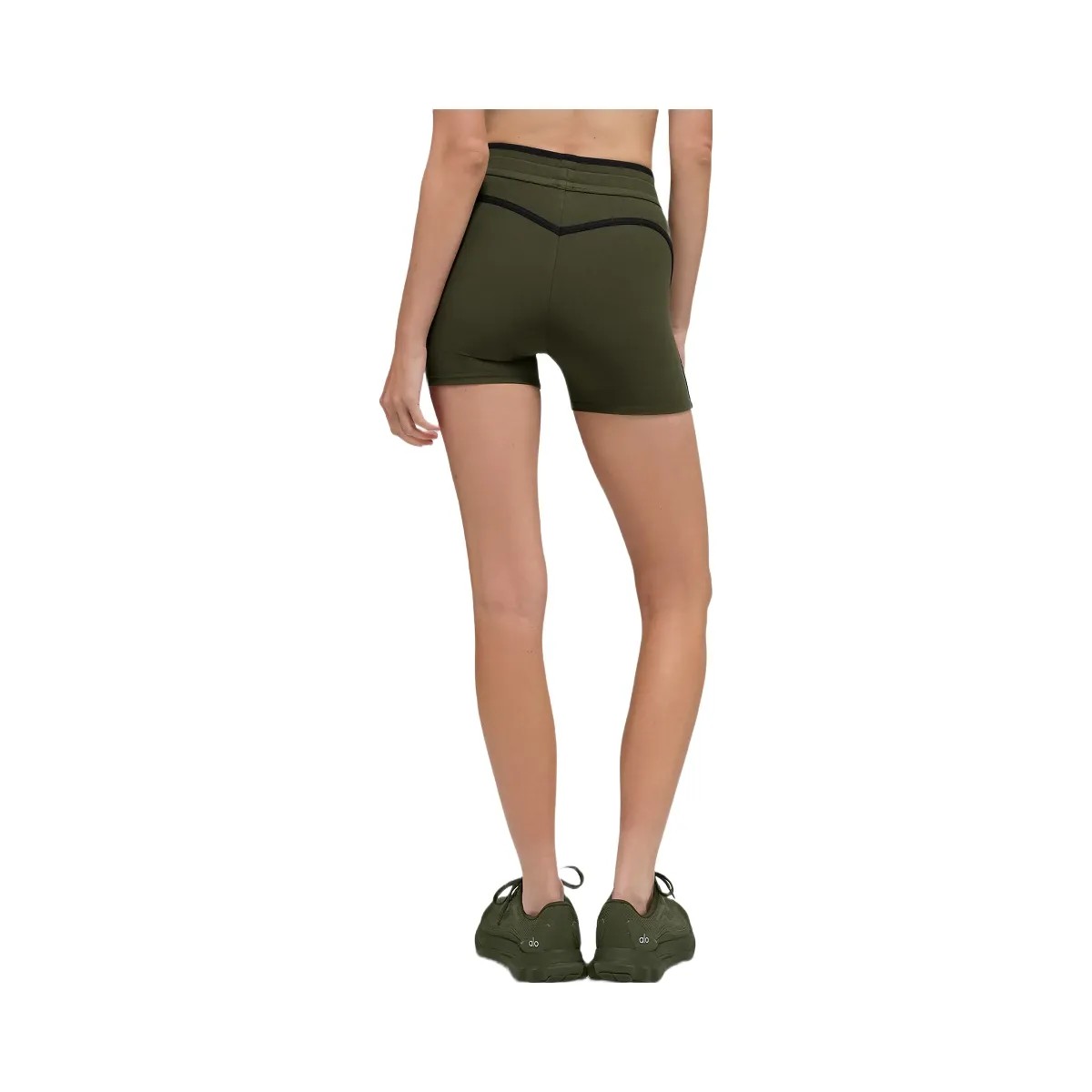 Alo Women's 4" Airbrush High-Waist Race Pace Short - Green Olive/Black - HypeFly India View 3