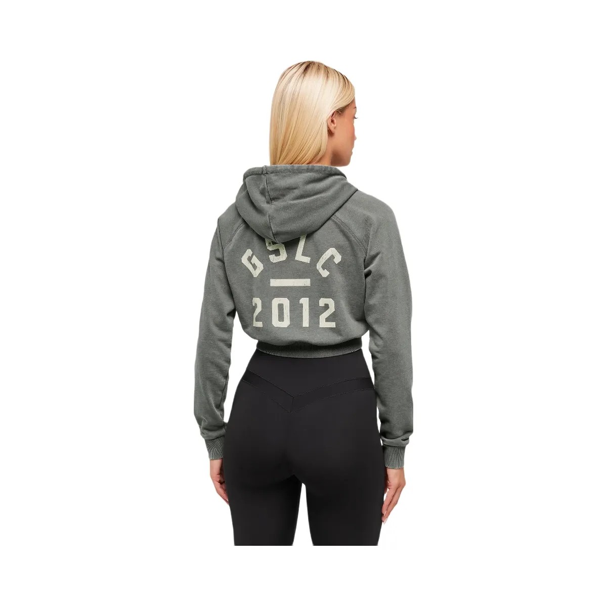 Gymshark Lifting Club 2012 Graphic Cropped Hoodie - Slate Teal/Wash - HypeFly India View 3