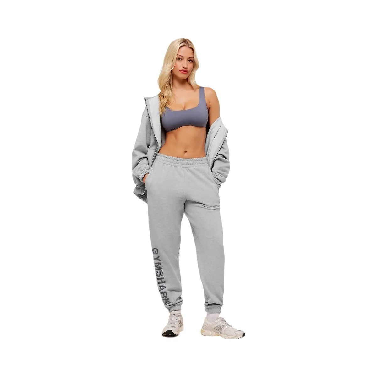 Gymshark Embroidered Logo Joggers - Light Grey Core Marl - HypeFly India View 6