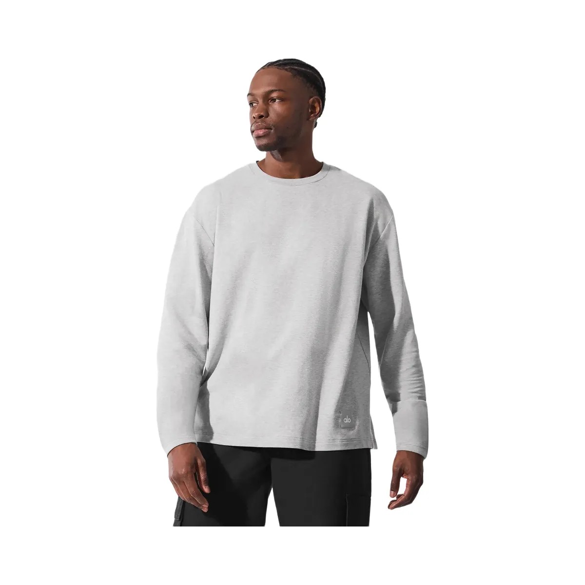 Alo Men's Double Take Long Sleeve Crew - Athletic Heather Grey - HypeFly India View 4