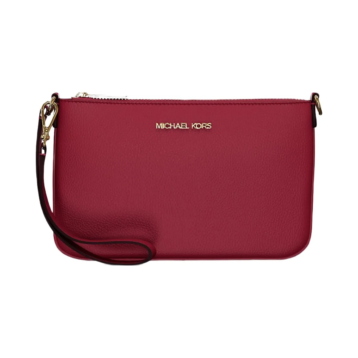 Michael Kors Jet Set Small Pebbled Leather Convertible Wristlet Cherry - HypeFly India View 1