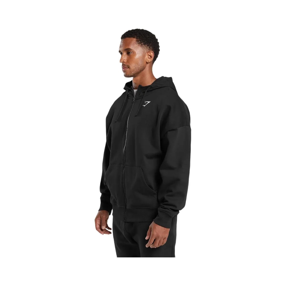 Gymshark Crest Oversized Zip Up Hoodie - Black - HypeFly India View 3