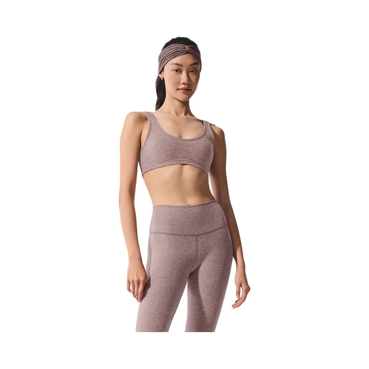Alo Women's Alosoft Center Stage Bra - Dark Pink Quartz Heather - HypeFly India View 1