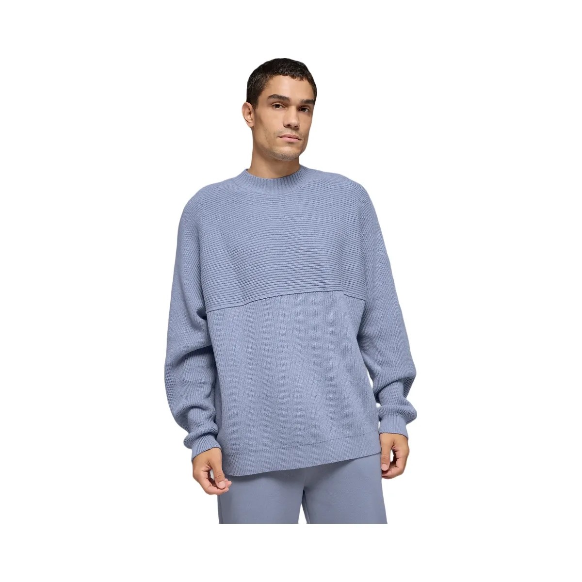 Alo Men's Domain Shift Rib Knit Sweater Crew - Winter Frost - HypeFly India View 1