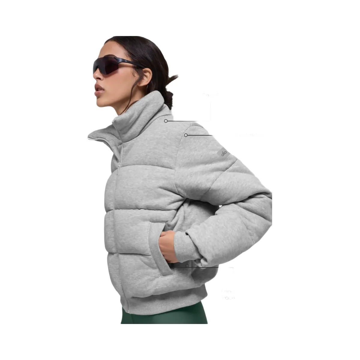 Alo Women's Sweatshirt Puffer - Athletic Heather Grey - HypeFly India View 3