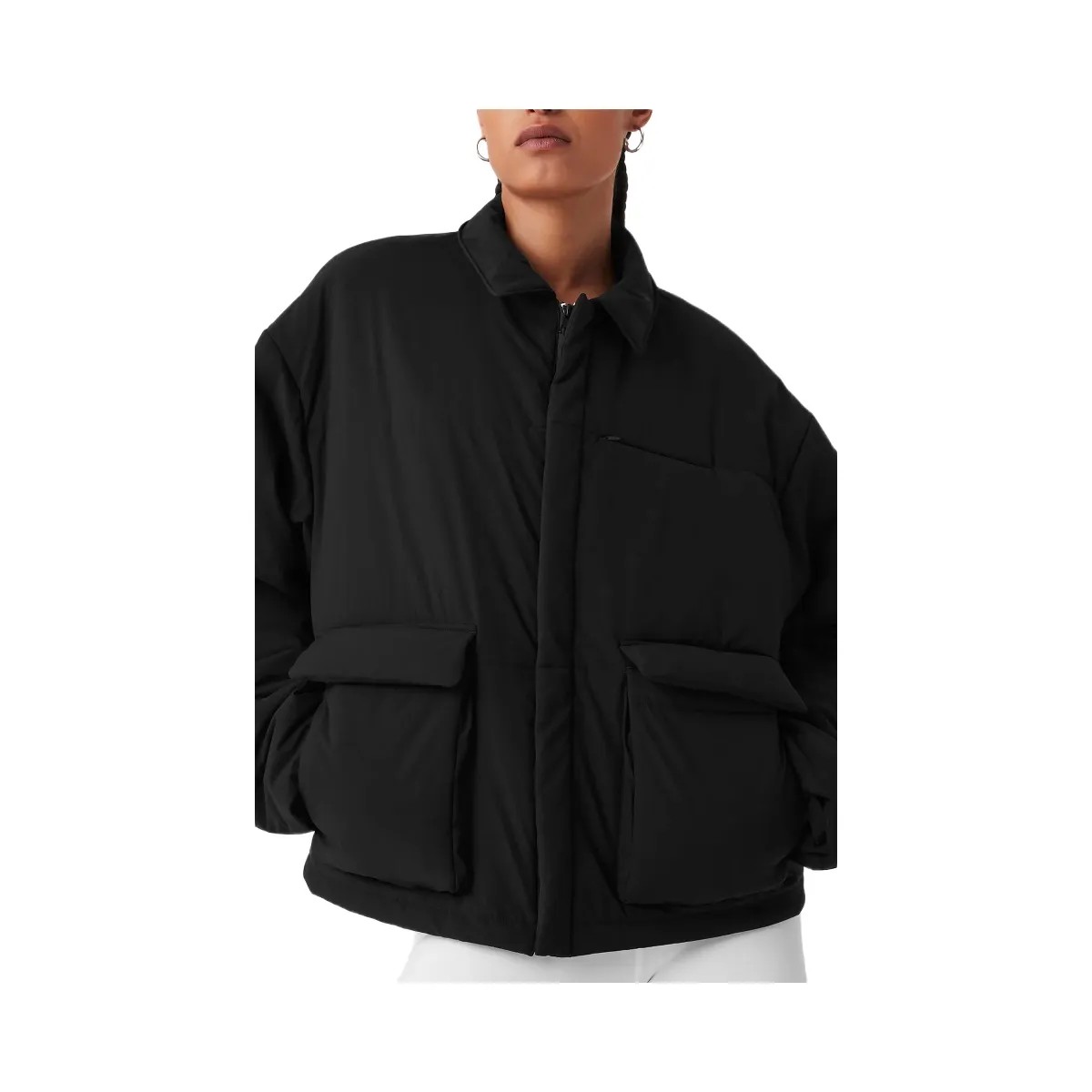 Alo Women's Voyage Utility Cargo Jacket - Black - HypeFly India View 4