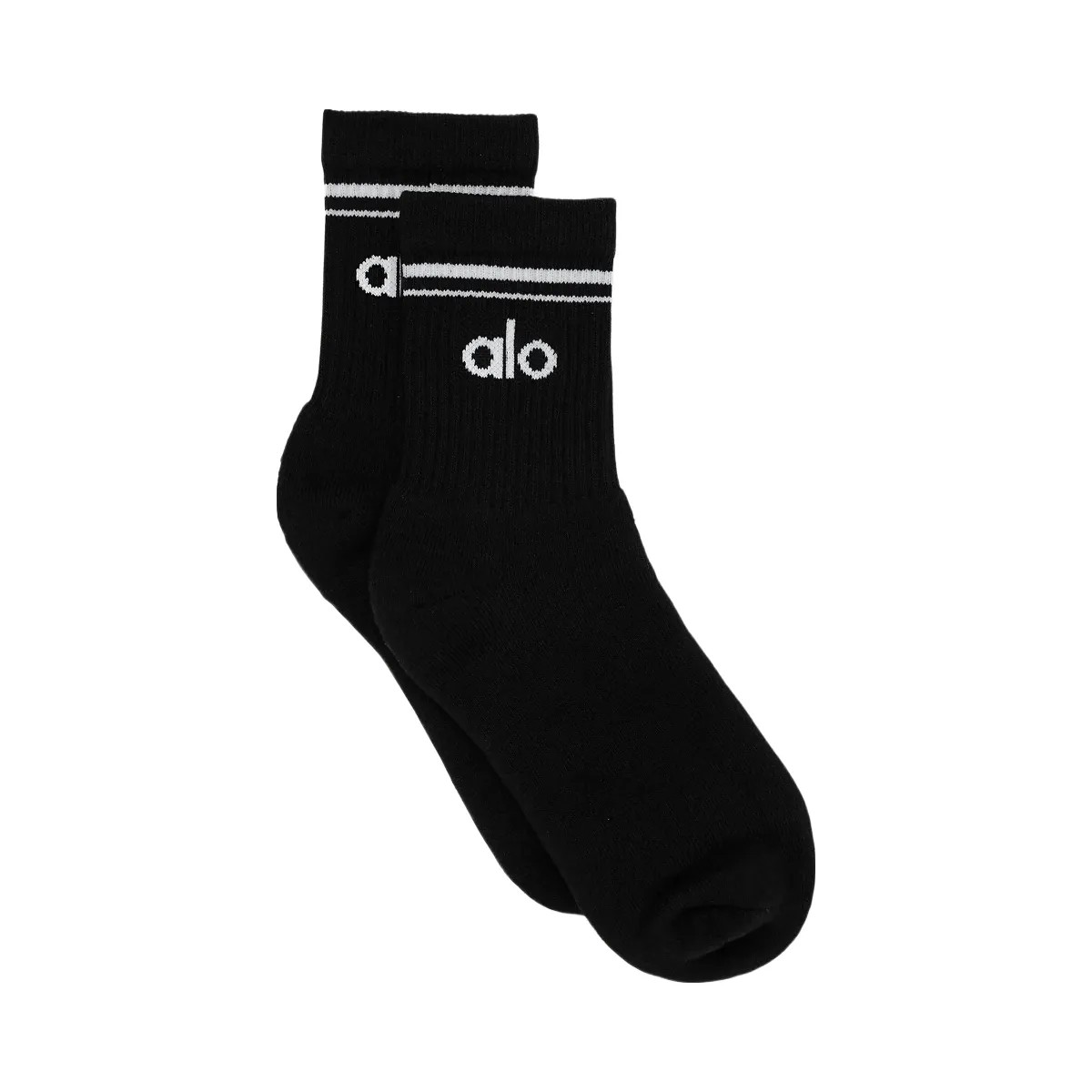 Alo Unisex Half-Crew Throwback Sock - Black/White - HypeFly India View 3