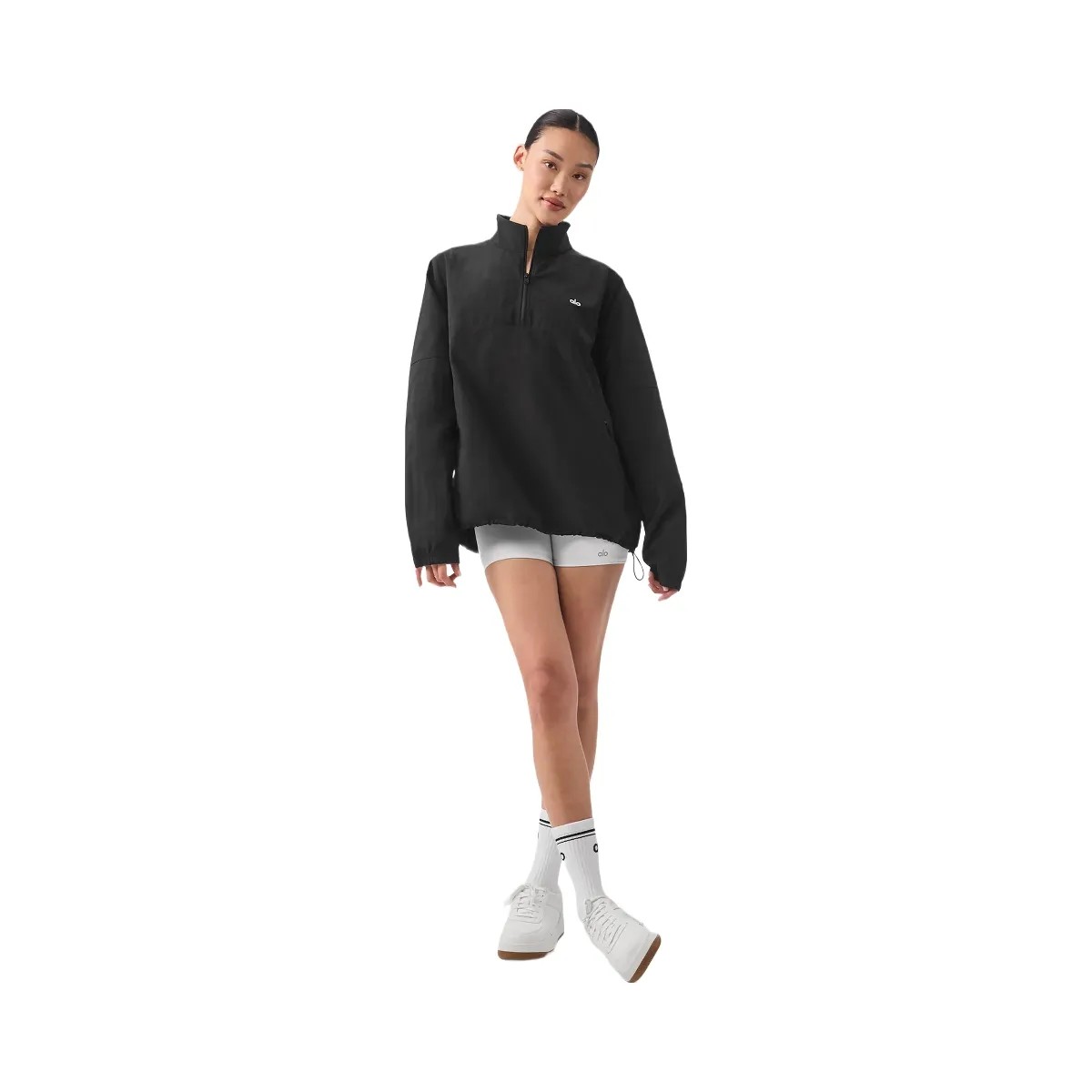 Alo Women's Light Weight Takeaway Track Pullover - Black - HypeFly India View 4