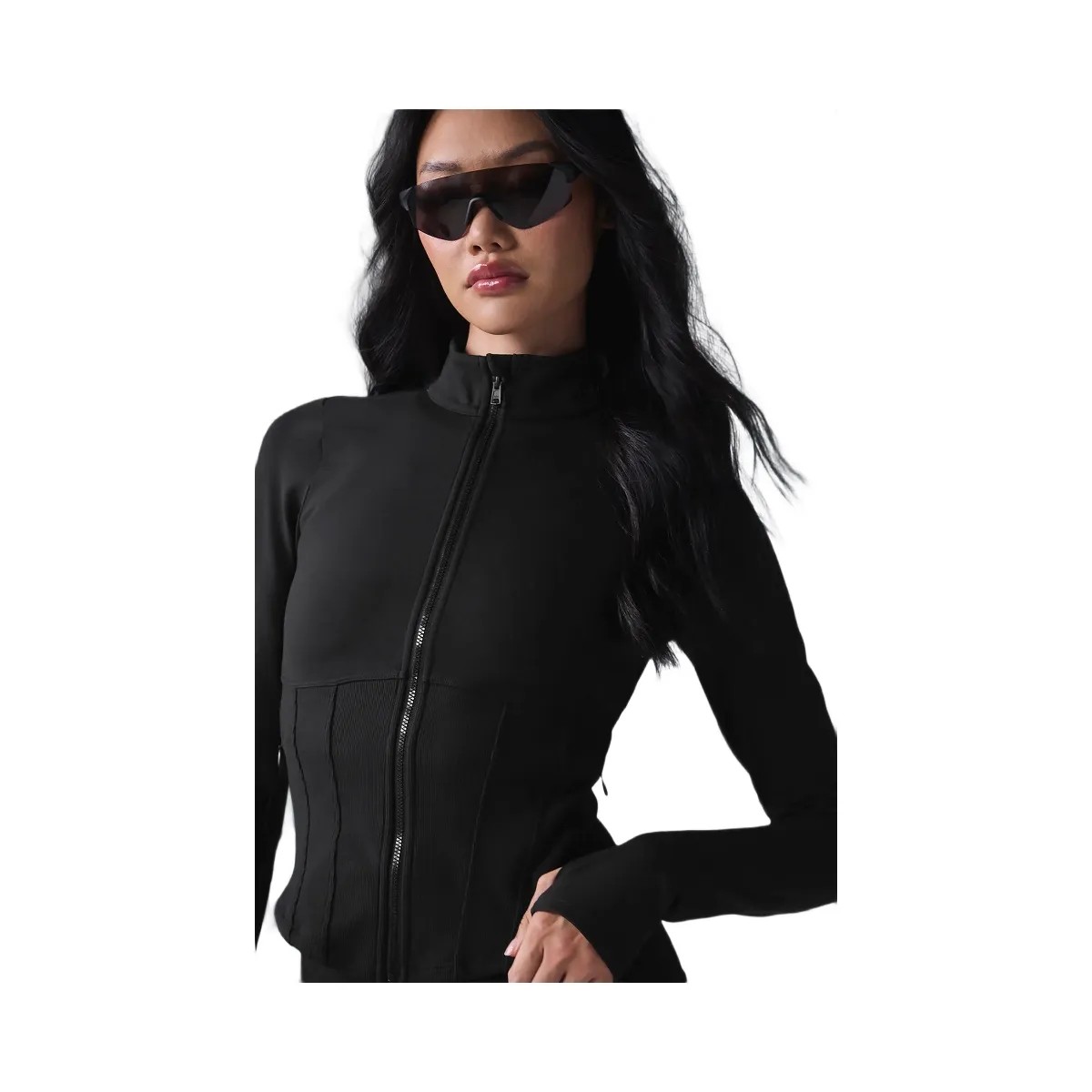 Alo Women's Airbrush Corset Full Zip Jacket - Black - HypeFly India View 5