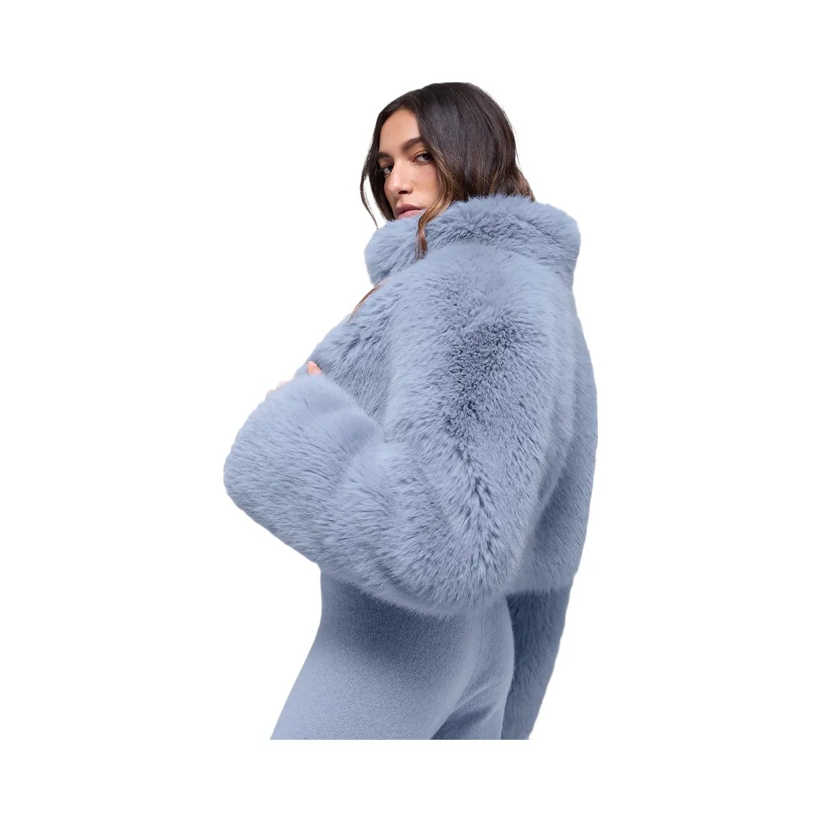 Alo Women's Opulent Faux Fur Cropped Jacket - Winter Frost - HypeFly India View 2