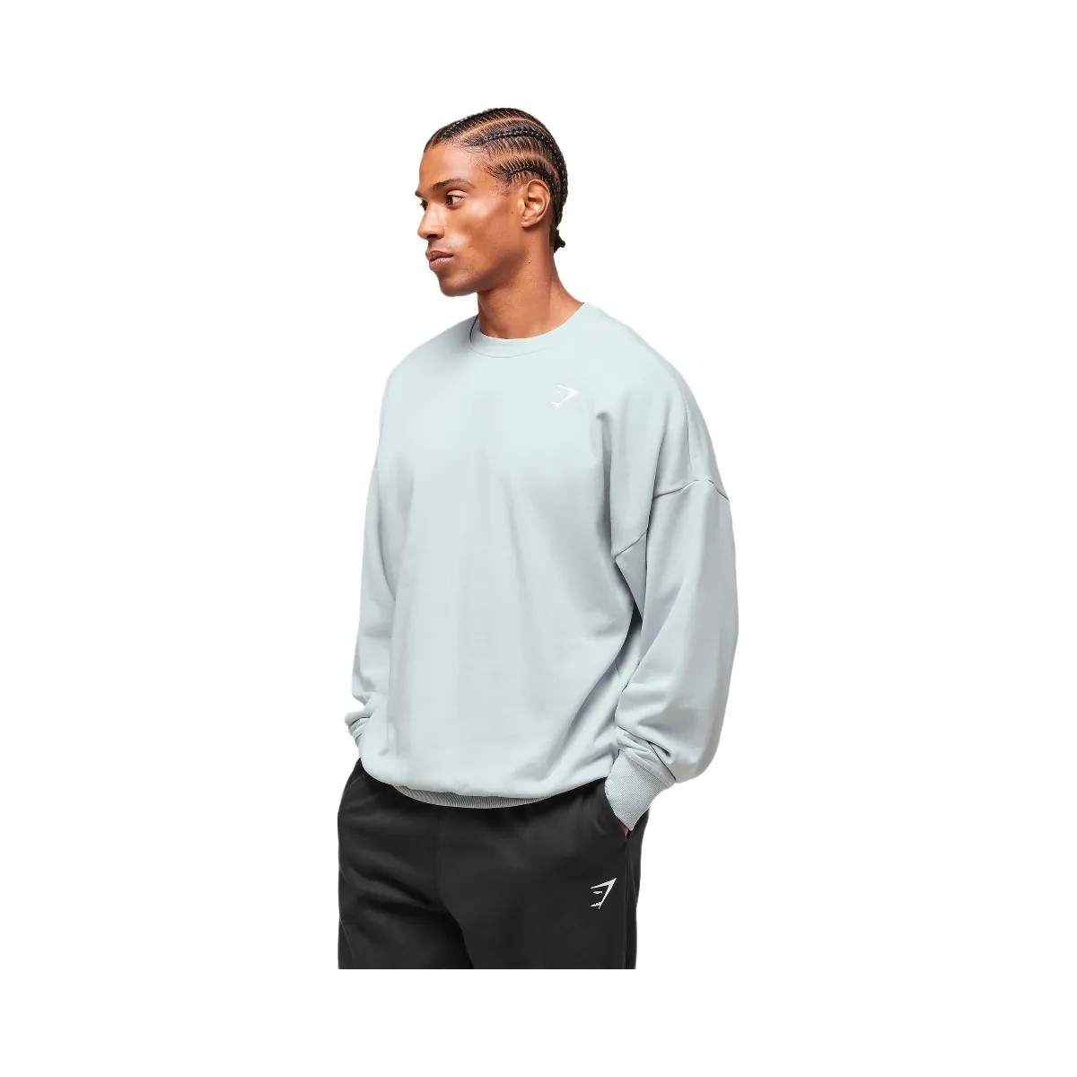 Gymshark Crest Oversized Crew - Smoke Blue - HypeFly India View 3