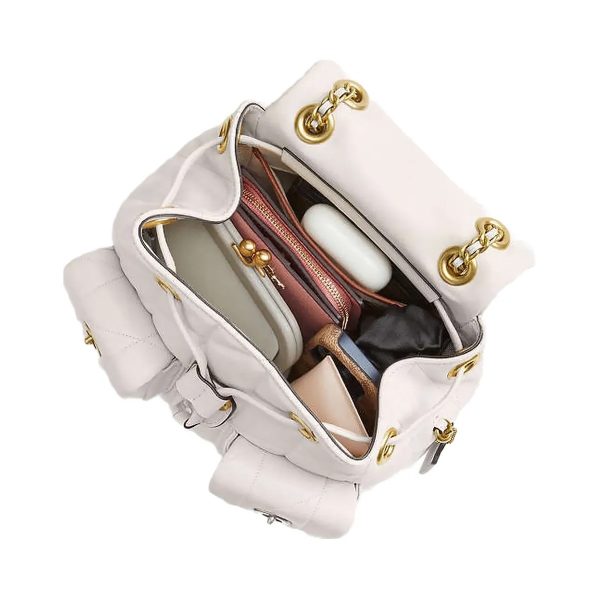 Coach Tabby Backpack With Pillow Quilting Nappa Leather-Brass-Chalk - HypeFly India View 2