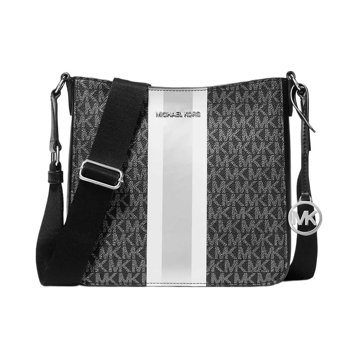 Michael Kors Jet Set Small Signature Logo Stripe Crossbody Bag Black - HypeFly India View 1