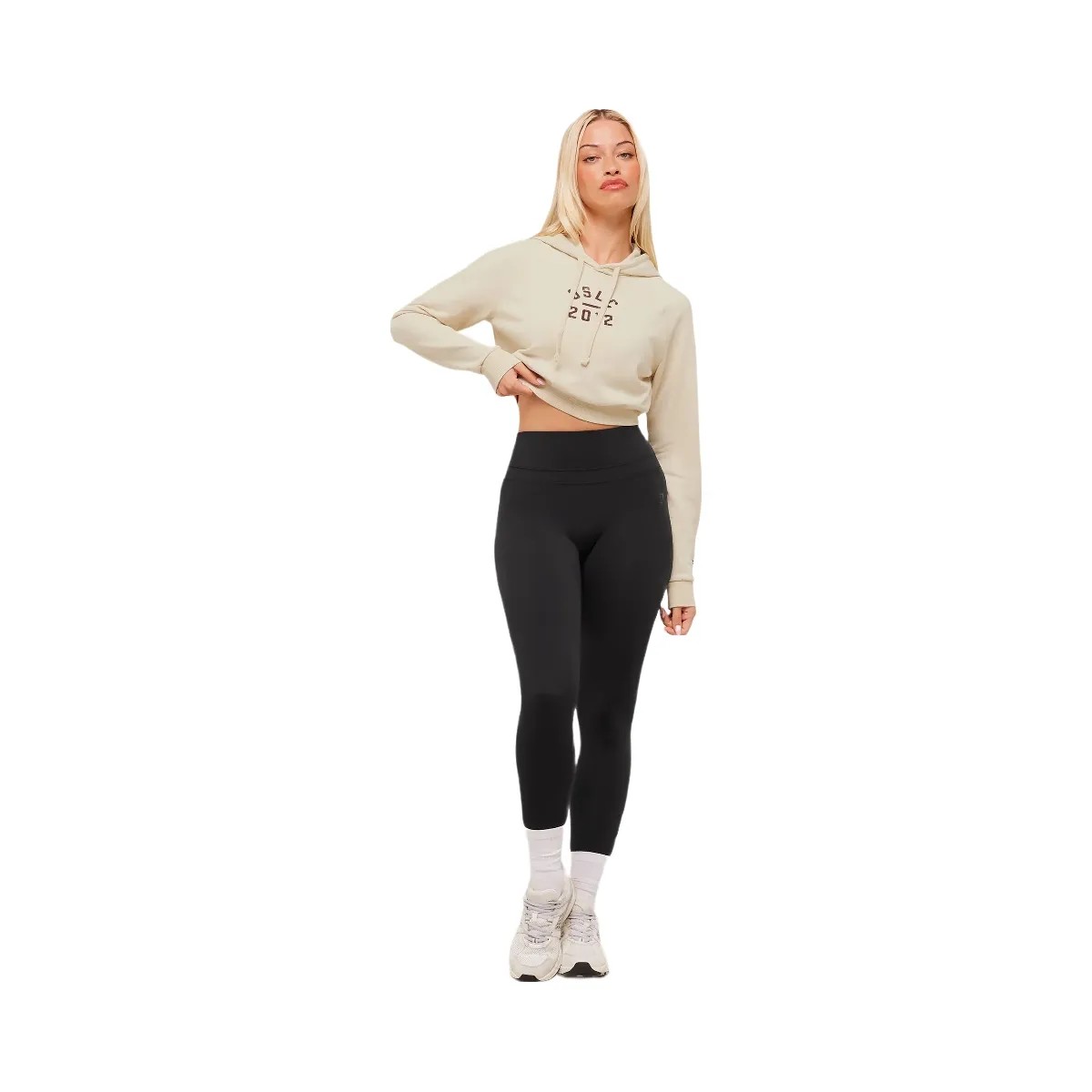 Gymshark Lifting Club 2012 Graphic Cropped Hoodie - Stone Beige/Wash - HypeFly India View 4