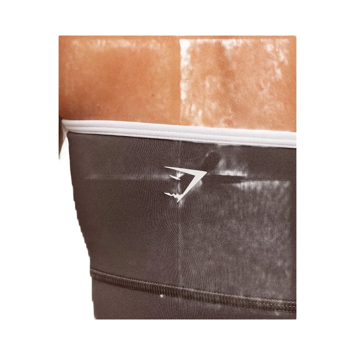 Gymshark Piping Bandeau With Shelf - Walnut Brown/Chestnut Pink/Soft White - HypeFly India View 6